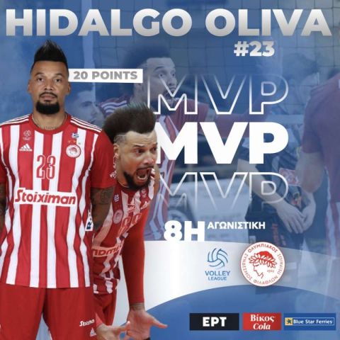 Σαλβαντόρ Ιντάλγκο Ολίβα MVP Βίκος Cola της 8ης αγωνιστικής Volley League 2023-24